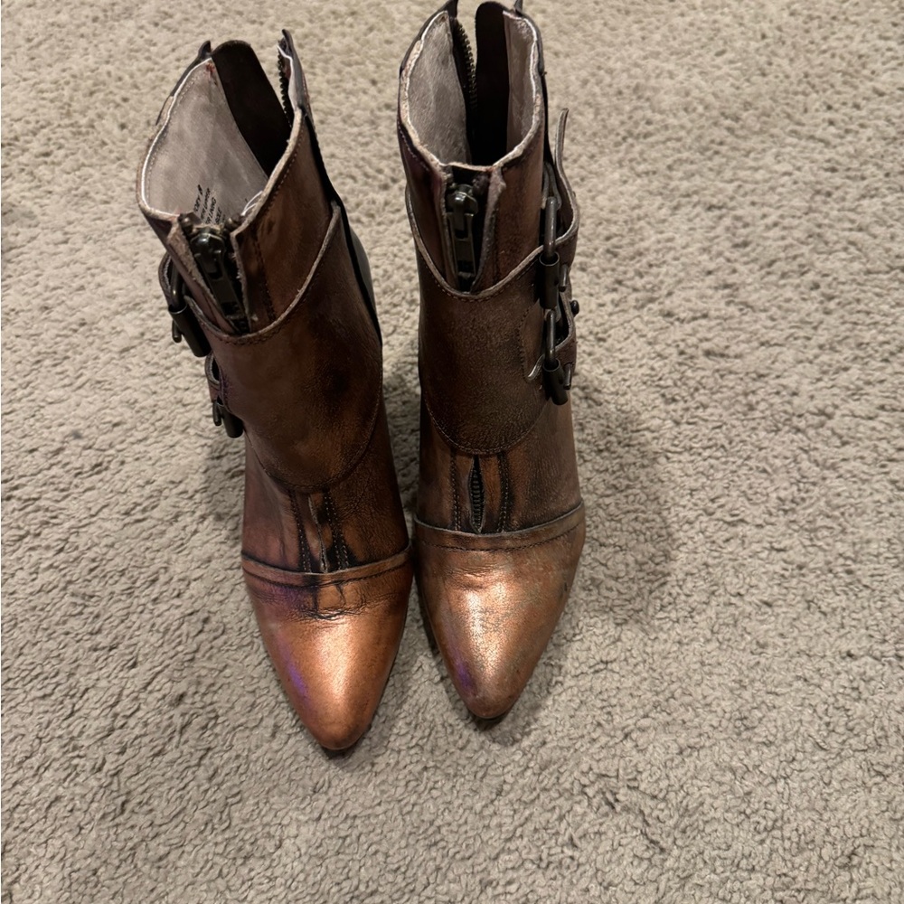 Joey Metallic Brown Ankle Boots